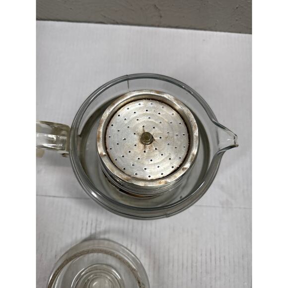 Pyrex Flameware Glass Coffee Pot Stovetop Percolator 7756 6 Cup Complete-Damaged - Picture 5 of 7
